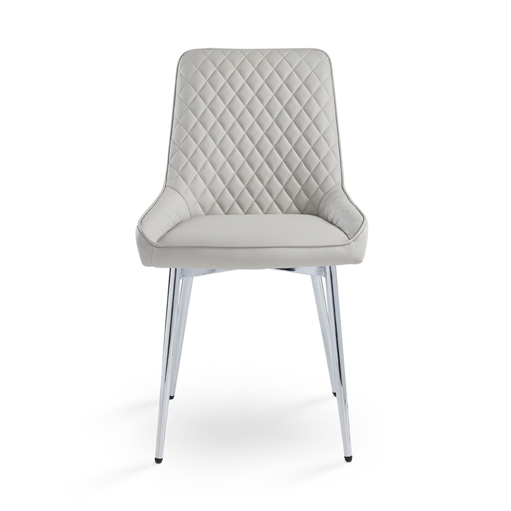 Emily Dining Chair: Light Grey Leatherette